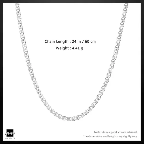 Miniatura 3 de Amberta 925 Sterling Silver 2.3 mm Heart Chain Necklace Various Styles