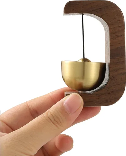 IcosaMro Zen - Timbre magnético de madera para el hogar y los negocios, timbre de puerta colgante para entrada, calcomanía para refrigerador y Nogal
