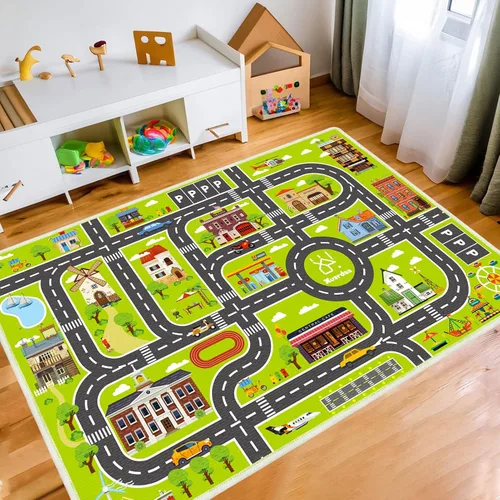 Miniatura 12 de Alfombra de juego para niños, alfombra educativa de 31 x 48 pulgadas, alfombra antideslizante de la vida urbana, alfombra de aprendizaje para niños