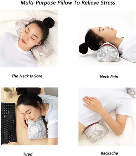 Miniatura 4 de Almohadas para el cuello y cervical, almohada de trigo sarraceno para el cuello cervical con relleno de cáscaras de alforfón, almohadas redondas de B