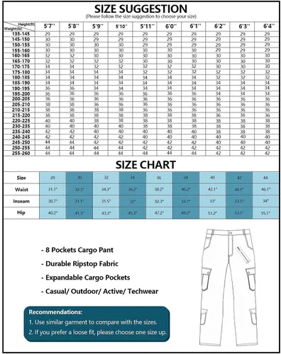 Miniatura 3 de AKARMY - Pantalones cargo informales para hombre, pantalones militares de camuflaje, pantalones de combate y trabajo con 8 bolsillos (sin cinturón)