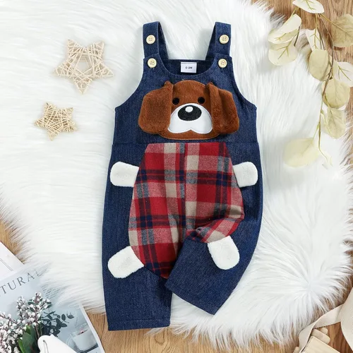 Miniatura 5 de Ropa de bebé niño, trajes de bebé, overol de manga larga a cuadros + overol de jeans, conjunto de pantalones