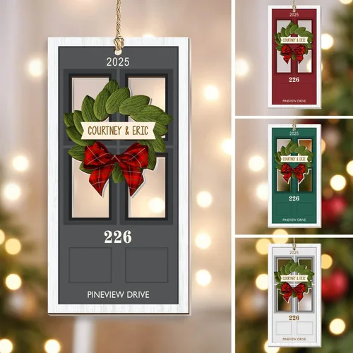 Miniatura 10 de Adorno Personalizado para Nuevo Hogar 2025, Regalos de Inauguración de Casa, Adornos de Puerta de Madera de 4 Capas, Nuestro Primer Adorno