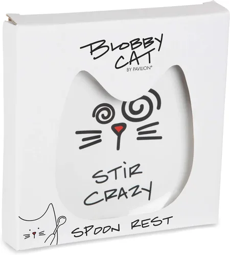 Miniatura 7 de Pavilion Gift Company Blobby Cat, soporte para cucharas para gatos "Stir Crazy", 5 pulgadas, color blanco