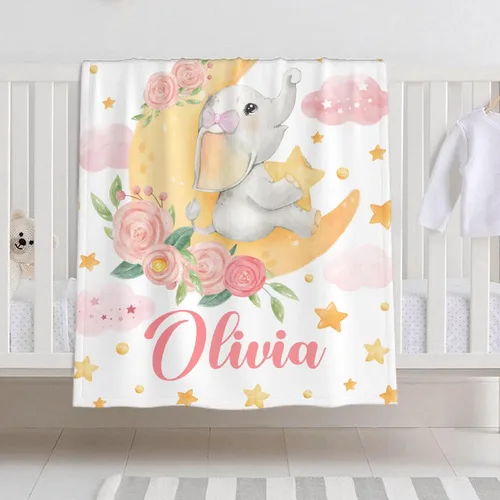 Miniatura 27 de Manta de bebé personalizada para niñas y niños, manta de bebé personalizada con nombre de bosque de animales para niños pequeños, baby shower