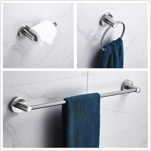 Miniatura 2 de Juego de accesorios de baño de 3 piezas montados en la pared, el juego de accesorios de baño incluye soporte para papel higiénico, anillo de toalla