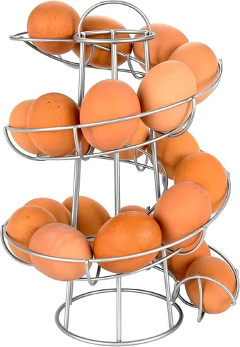 Miniatura 9 de Southern Homewares tobogán para huevos, dispensador en espiral con diseño moderno de primera calidad, se puede colgar, plateado, Negro