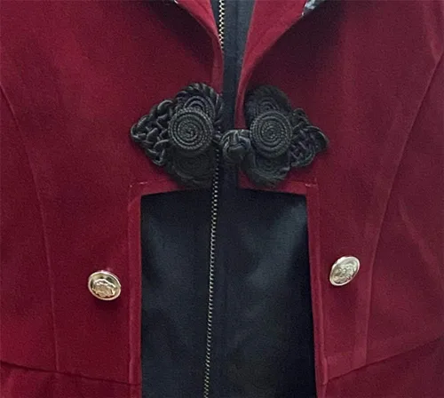 Miniatura 4 de Crubelon - Chaqueta steampunk vintage para hombre, estilo gótico, victoriano, abrigo de levita y uniforme (M, rojo)