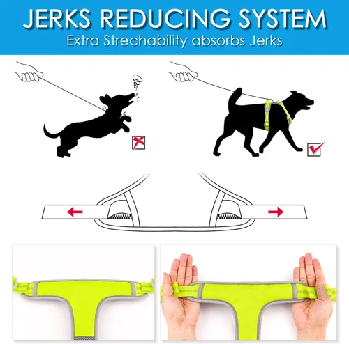 Miniatura 6 de ThinkPet Juego de arnés deportivo sin tirones, arnés deportivo transpirable con asa, chaleco de seguridad acolchado reflectante para perro con Arnés