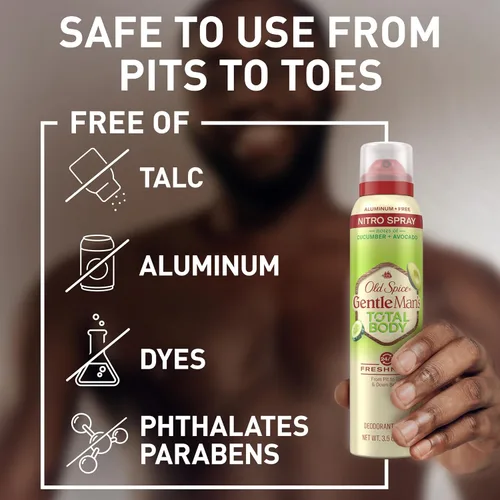 Miniatura 4 de Old Spice Desodorante en aerosol para todo el cuerpo para hombres, sin aluminio, aroma a pepino + aguacate, protección contra olores 24/7, frescura
