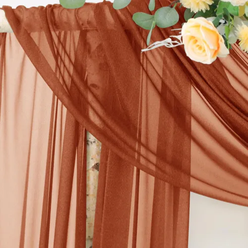 Miniatura 3 de Socomi Tela Transparente de Terracota para Decoración de Bodas Otoñales, Tela de Drapeado 29" x 20 Pies, 1 Panel, Cortina para Arco Exterior