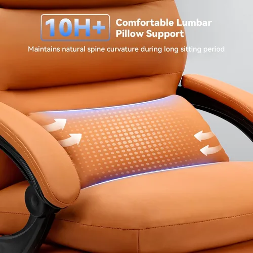 Miniatura 3 de Holiwei Silla de oficina con reposapiés, silla de escritorio ejecutiva grande y alta de 400 libras con almohada de apoyo lumbar gruesa, respaldo