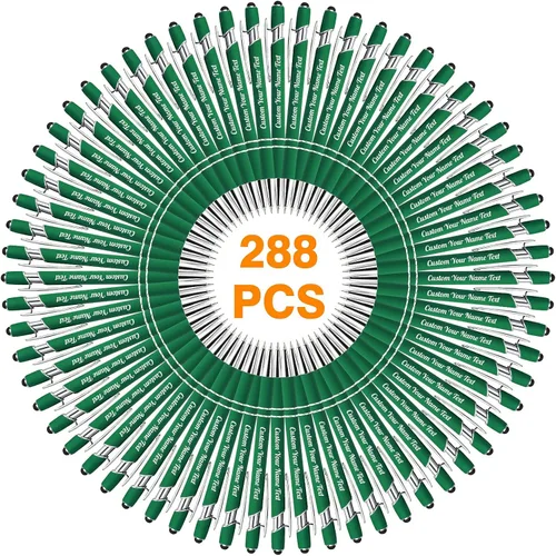 Miniatura 30 de 12 bolígrafos personalizados a granel con grabado sin nombre, bolígrafos personalizados con lápiz capacitivo, logotipo de mensaje de texto grabado