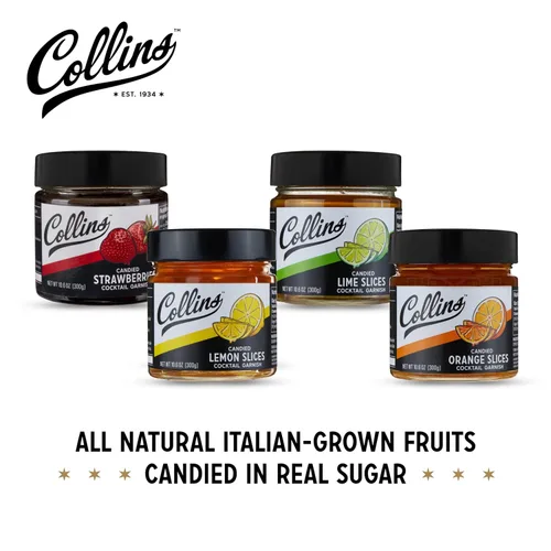 Miniatura 4 de Collins - Kit de decoración de cóctel de cítricos y bayas – Limón confitado, lima, rodajas de naranja y fresas en almíbar – Adornos de cóctel