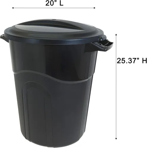 Miniatura 5 de United Solution TI0087 - Contenedor de basura redondo de 20 galones, color negro, fácil de transportar con construcción resistente, asas de paso