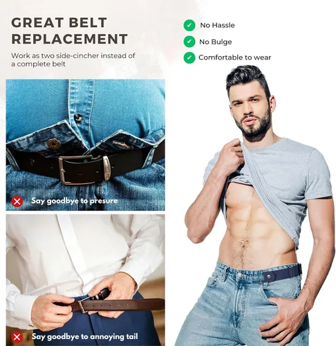 Miniatura 4 de BELTROAD Cinturones sin hebilla para hombres y mujeres, cinturón lateral sin hebilla, cinturón elástico ajustable invisible sin hebilla