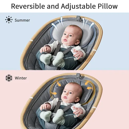 Miniatura 7 de Columpios de bebé para bebés, columpio eléctrico para recién nacido con 5 velocidades, 10 canciones de cuna, apto para 0-6 meses