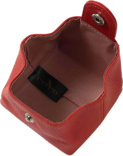 Miniatura 103 de Cockatoo Monedero de cuero genuino para cambio, mini billetera con bolsillo a presión para hombres y mujeres, Rojo (Aurora Red), Casual