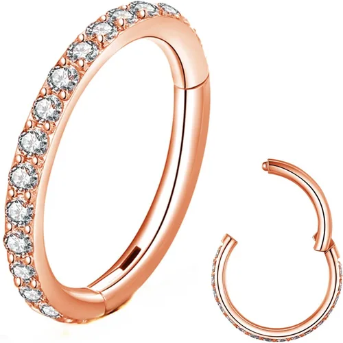 Miniatura 12 de Aretes de acero quirúrgico 316L con circonia cúbica transparente, para cartílago, concha, hélix, rook, tragus, lóbulo, piercing para el cuerpo