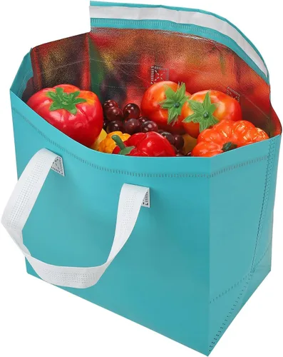 Miniatura 5 de PATIKIL Bolsas aisladas para llevar, 15 bolsas aislantes térmicas de comestibles de 9.4 x 5.9 x 10.2 pulgadas para entrega de alimentos fríos y Azul