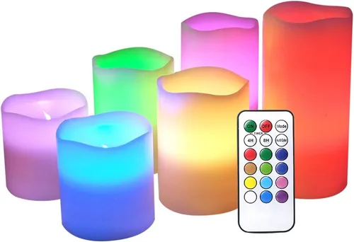 Miniatura 9 de Velas LED sin llama que cambian de color con control remoto de 18 teclas y temporizador, calcomanías de Live Love Laugh que funcionan