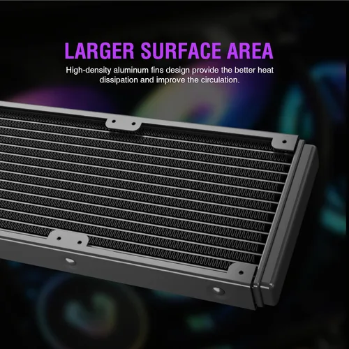 Miniatura 4 de Vetroo V240 Enfriador líquido negro de CPU de 9.449 in bomba RGB direccionable y ventiladores PWM 250 W TDP AIO refrigeración por agua