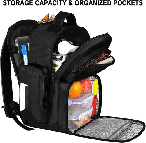 Miniatura 2 de MATEIN Mochila de almuerzo para hombres de trabajo, mochila táctica de 15.6 pulgadas con compartimento para el almuerzo, mochilas grandes para Negro