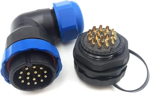 Miniatura 8 de SD28 2Pin ~ 26Pin con bridas codo conector de cable de aviación, conector de alimentación industrial IP67 (2 pines)