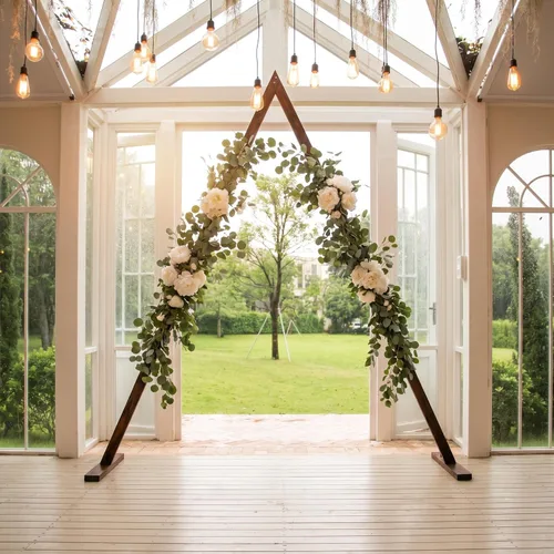 THORISE Arco de Boda de Madera de 7.87 Pies, Arco de Madera para Ceremonia de Boda, Magnífico Soporte de Pérgola de Telón de Fondo para Fiestas de