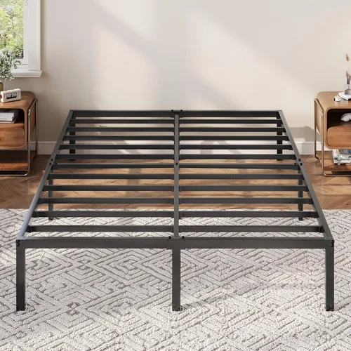 Miniatura 11 de Allewie Base de cama individual, camas de plataforma de metal de 12 pulgadas con espacio de almacenamiento, no requiere somier y fácil montaje, Negro