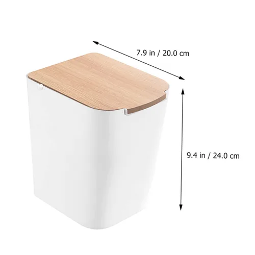 Miniatura 2 de Bote de basura de plástico moderno con tapa tipo prensa para baño y cocina, diseño compacto con capacidad