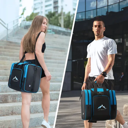 Miniatura 6 de Himal - Bolsa de bolos para una sola esfera, bolsa de bolos con soporte acolchado para esfera, se adapta a zapatos de bolos hasta talla 14 para Azul