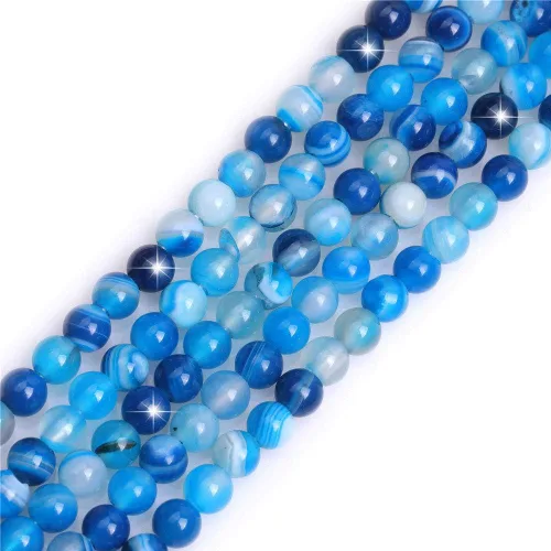 Miniatura 78 de GEM-Inside - Cuentas redondas de ágata de ónix azul claro natural de 0.394 pulgadas (0.394 in) con agujero grande para hacer joyas, suministros