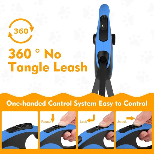 Miniatura 6 de Correa retráctil para perro con cable a prueba de mordidas, correa resistente de 26 pies para perros medianos y grandes de hasta 110 libras, 360°