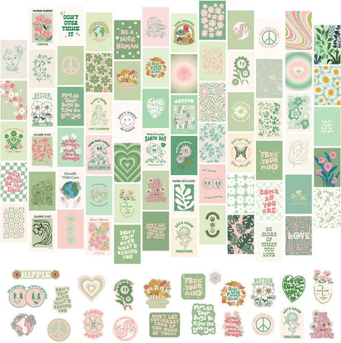 Miniatura 10 de Artivo Kit de collage de pared pastel danés para imágenes estéticas, 70 tarjetas, para decoración de habitación de adolescentes y niñas Collage