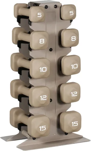 Miniatura 13 de Tone Fitness Juego de mancuernas de neopreno con estante de almacenamiento – Pesos de mano antideslizantes y antideslizamiento para entrenamientos