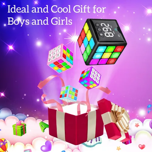 Miniatura 11 de Xinbeiya Cubo de Juego Portátil Recargable - 15 Divertidos Juegos de Cerebro y Memoria con Pantalla de Puntuación - Regalos de Navidad, Pascua