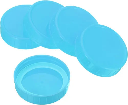 Miniatura 11 de PATIKIL Tapas de plástico de boca regular para tarros de 2.77 pulgadas, 1 juego/6 tapas para tarros de conservas con anillo de sellado de silicona