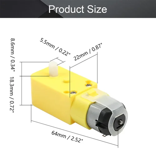 Miniatura 2 de Fielect Motor eléctrico de CC de 3 a 6 V TT Motor de engranajes 1:120 de doble eje para Arduino Smart Car Robot Juguetes Coches Modelos de chasis