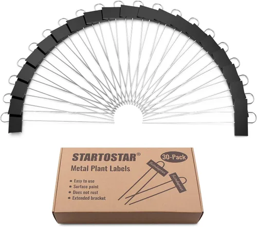 Miniatura 7 de STARTOSTAR Paquete de 30 etiquetas metálicas para plantas resistentes a la intemperie, altura de 10.6 pulgadas, área de etiqueta de 3.5 x 1.2
