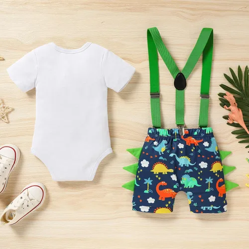Miniatura 3 de Viworld Conjunto de ropa de manga corta con tirantes ajustables en Y para bebé, para el primer cumpleaños