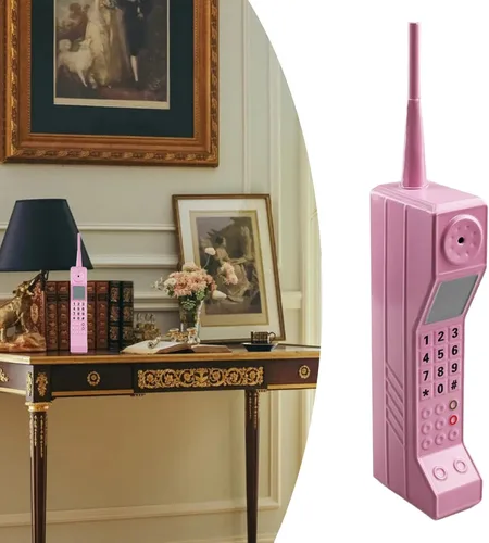 Miniatura 3 de Teléfono celular retro, adorno retro de ladrillo para teléfono celular, adorno de modelo de teléfono celular para decoración del hogar y sala de Rosa