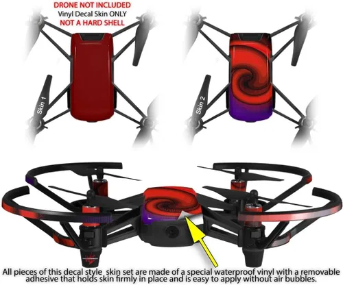 Miniatura 2 de Skin Decal Wrap 2 Pack para DJI Ryze Tello Drone Solids Collection rojo oscuro dron no incluido