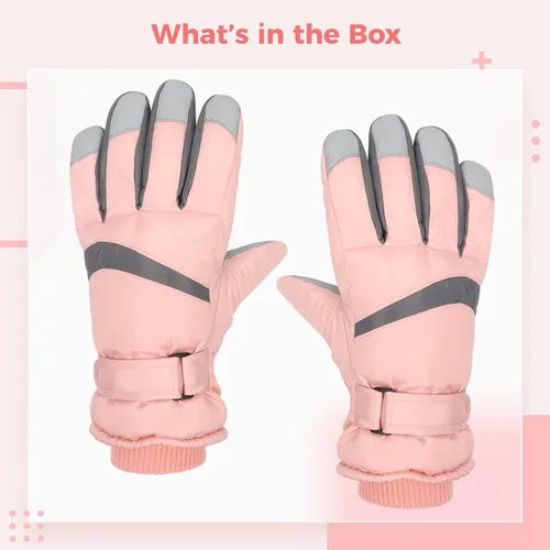 Miniatura 5 de Winter Ski Gloves for Women, Touchscreen Winter Gloves, Warm Water-Proof Gloves, Dream Pink Gloves, for Women Bike Riding Skiing Hiking Motorcycle