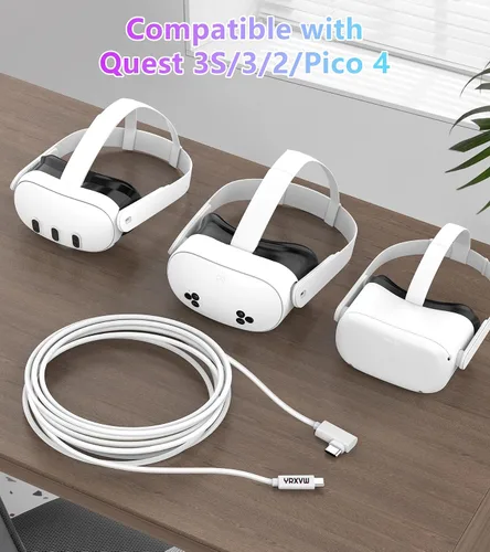 Miniatura 3 de YRXVW Cable de enlace de 10 pies compatible con Meta/Oculus Quest 3S, Quest 3, Quest 2/Pro, PICO 4 accesorios VR, cable de carga y cable de datos