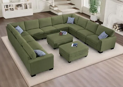 Miniatura 18 de Legend Vansen Sofá modular de gran tamaño, sofá en forma de U de 7 asientos con otomana, sofá de pana con asiento profundo, sofás seccionales Gris