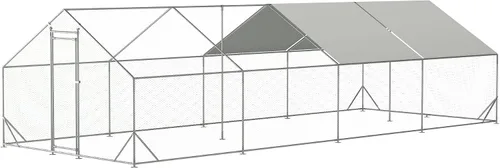 Jaula grande de metal para gallinero con cubierta impermeable y anti-ultravioleta para jardín de granja, jaula para conejos y patos (10 pies de