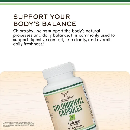 Miniatura 4 de Double Wood Cápsulas de clorofila para la digestión, la salud intestinal, la energía y la desintoxicación, aptas para veganas