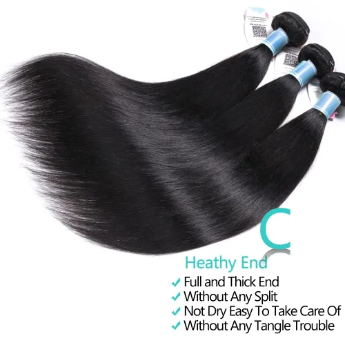 Miniatura 5 de Mechones de cabello 10A Remy peruano, cabello lacio, sedoso, 100 % sin procesar
