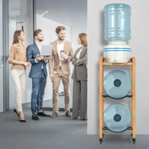 Miniatura 7 de Soporte para jarra de agua de 3 niveles de 5 galones con estante superior, 4 ruedas de metal o patas ajustables, soporte de piso dispensador de agua